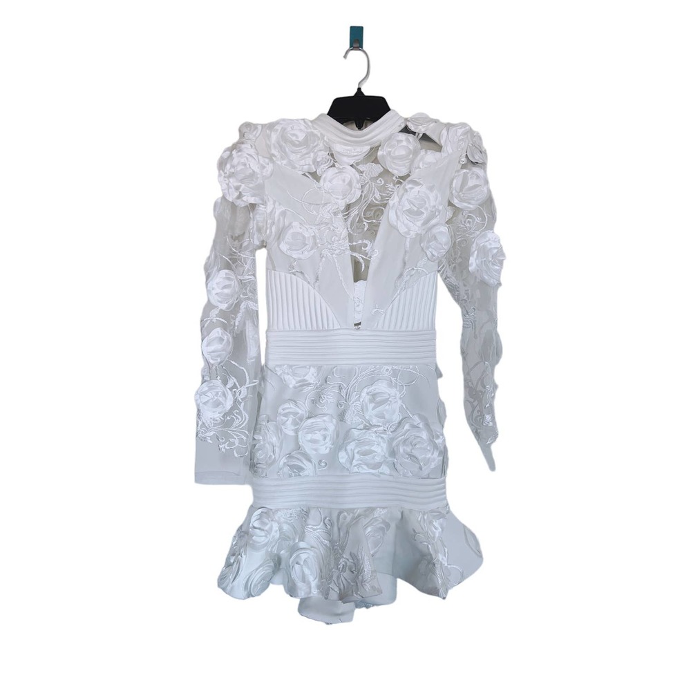 Zhivago Battle Lines Floral Vendetta Minidress white US4 - Picture 9 of 12